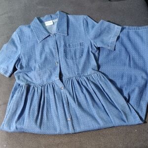 Blue Button-Up Dress